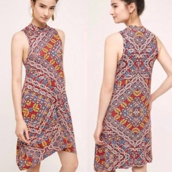 Maeve Dresses & Skirts - ANTHROPOLOGIE MAEVE Printed Cowl Neck Sleeveless Red Dress Sz S